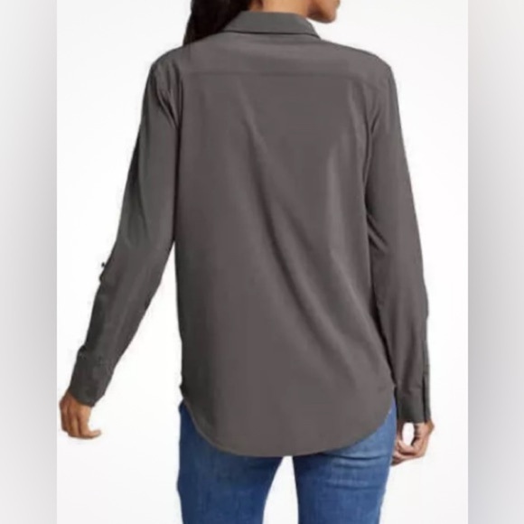 NEW - Eddie Bauer Gray Button-Up Shirt XL Spindrift Convertible Sleeve Stretch - Picture 3 of 5